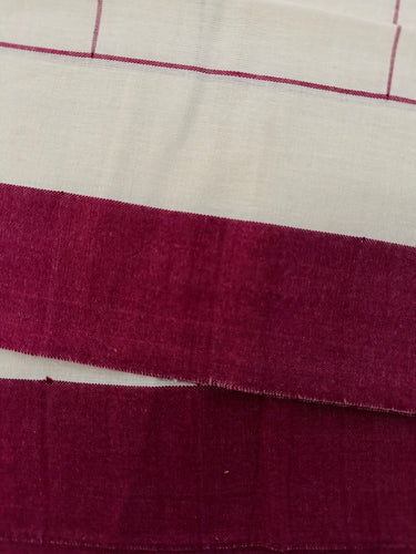 ShopNaya Exclusive | Handwoven | Contemporary Pure Cotton Saree | No Blouse | Off-White & Red | Handloom Mark | Ships from California